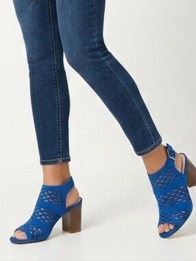 Liz Claiborne Open Toe Heels Pumps Sling Back Sandals Suede NEW 9.5M Blue